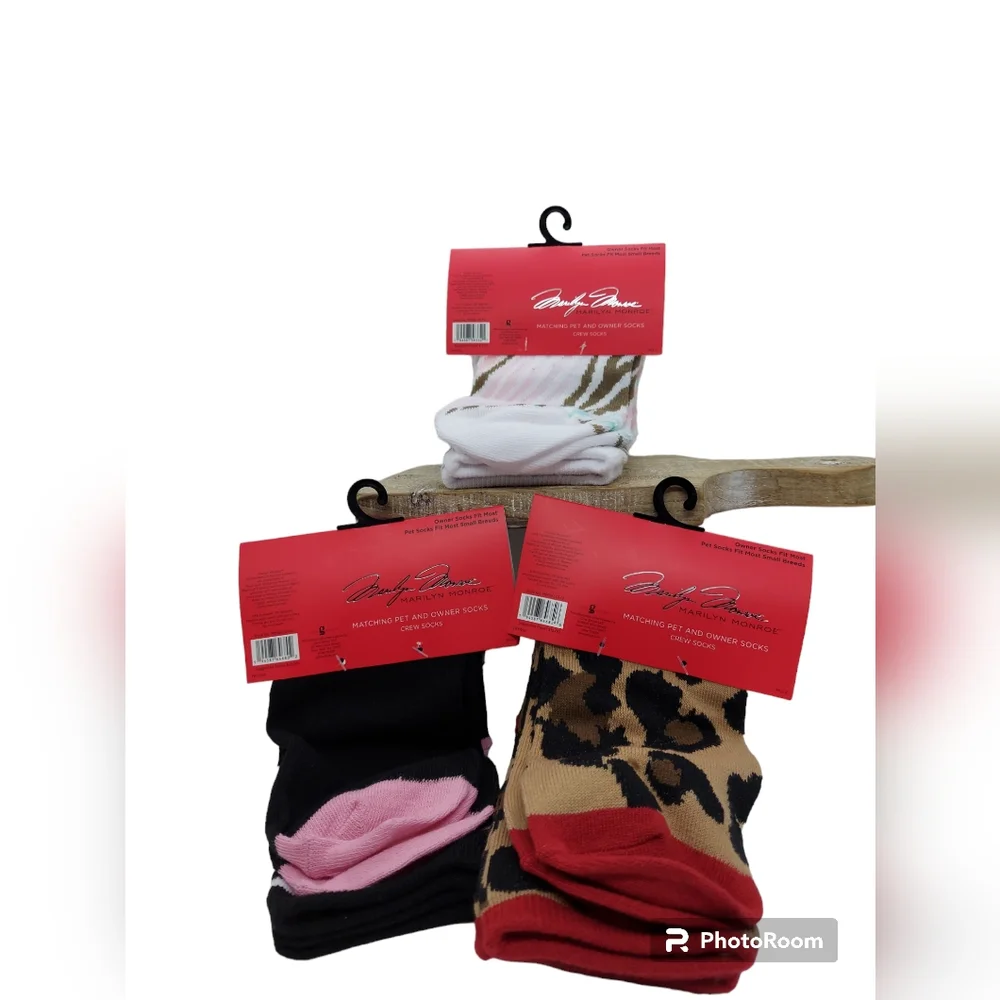 Marilyn Monroe Matching Pet and Owner Crew Socks 3 Sets NWT